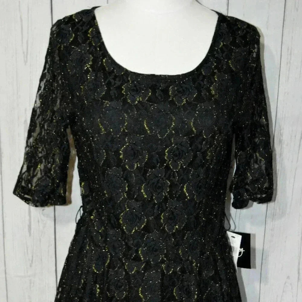 Sparkly Black Junior Large Fit and Flare Dress